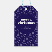 Moderne frohe Weihnachts Navy Blue Snowflake Muste Geschenkanhänger (Vorderseite)