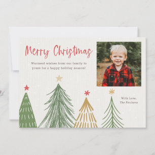 Moderne frohe Weihnachts-Pine Trees Foto-Cards Feiertagskarte