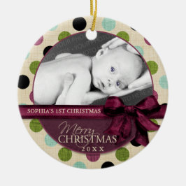 Moderne frohe Weihnachts Polka Dots Ornament