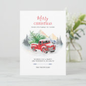 Moderne frohe Weihnachts Red Truck Buffalo Familie (Stehend Vorderseite)