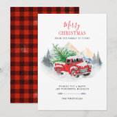 Moderne frohe Weihnachts Red Truck Buffalo Familie (Vorne/Hinten)