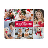 Moderne frohe Weihnachts-Rot-FotoCollage Magnet (Horizontal)
