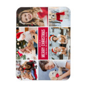Moderne frohe Weihnachts-Rot-FotoCollage Magnet (Vertikal)