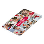 Moderne frohe Weihnachts-Rot-FotoCollage Magnet (Linke Seite)