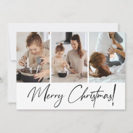 Moderne frohe Weihnachts-Script Eltern-Fotos Feiertagskarte