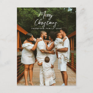 Moderne frohe Weihnachts-Script Familie Foto Xmas Feiertagspostkarte