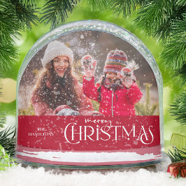Moderne frohe Weihnachts-Script-Foto Snow Globe Schneekugeln