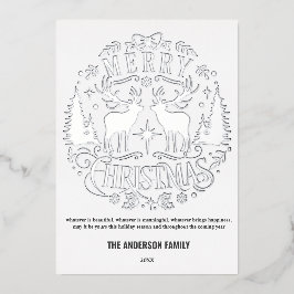 Moderne frohe Weihnachts-Silberwurzelkarte Folien Feiertagskarte