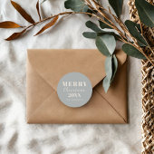 Moderne frohe Weihnachts Soft Blue Holiday Packagi Runder Aufkleber