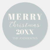 Moderne frohe Weihnachts Soft Blue Holiday Packagi Runder Aufkleber (Vorderseite)