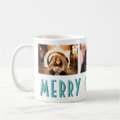 Moderne frohe Weihnachts-Typografie Foto Collage Kaffeetasse (Links)