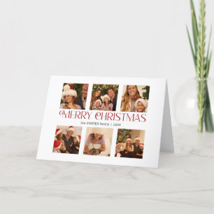 Moderne frohe Weihnachts-Typografie Multi-Foto Feiertagskarte