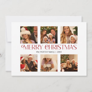 Moderne frohe Weihnachts-Typografie Multi-Foto Feiertagskarte