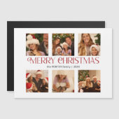 Moderne frohe Weihnachts-Typografie Multi-Foto Magnetkarte (Vorne/Hinten)