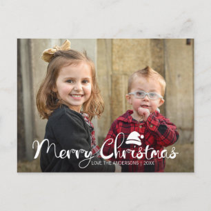 Moderne frohe Weihnachts-Weihnachtsmannmütze Foto  Feiertagspostkarte