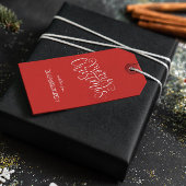 Moderne frohe Weihnachts-White Script Tree Custom Geschenkanhänger