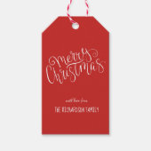 Moderne frohe Weihnachts-White Script Tree Custom Geschenkanhänger (Vorderseite)