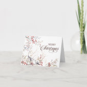 Moderne frohe Weihnachts-Winter Berries Vögel Karte (Vorderseite)