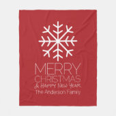 Moderne frohe Weihnachts-Winterschneeflocke - rot Fleecedecke (Vorderseite)