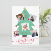 Moderne frohe Weihnachtsbaum 5 Foto Collage Ankündigung (Stehend Vorderseite)