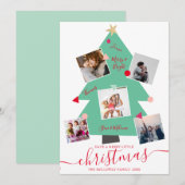 Moderne frohe Weihnachtsbaum 5 Foto Collage Ankündigung (Vorne/Hinten)