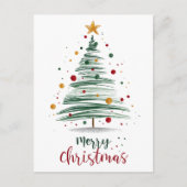 Moderne Frohe Weihnachtsbaum-Illustration Postkarte (Vorderseite)