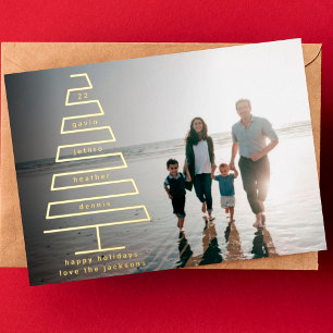 Moderne frohe Weihnachtsbaum-Individuelle Namen Fo Folien Feiertagskarte