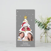 Moderne frohe Weihnachtsbaume Foto Collage Gray (Stehend Vorderseite)