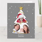Moderne frohe Weihnachtsbaume Foto Collage Gray Karte (Vorderseite)