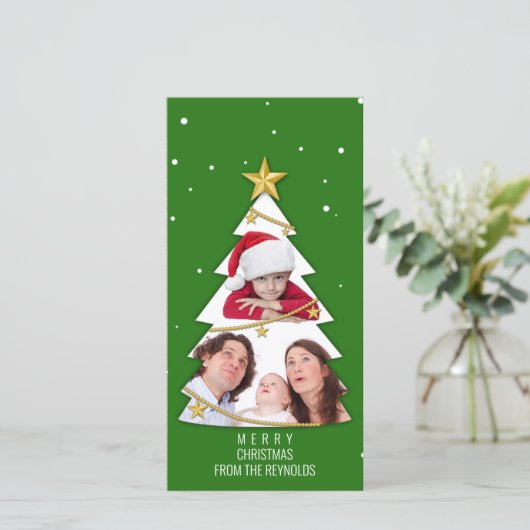 Moderne frohe Weihnachtsbaume Foto Collage Green (Stehend Vorderseite)