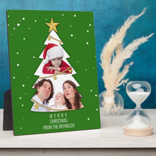 Moderne frohe Weihnachtsbaume Foto Collage Green Fotoplatte (Seite)