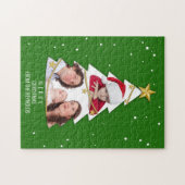 Moderne frohe Weihnachtsbaume Foto Collage Green Puzzle (Horizontal)