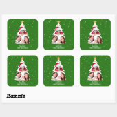 Moderne frohe Weihnachtsbaume Foto Collage Green Quadratischer Aufkleber (Blatt)