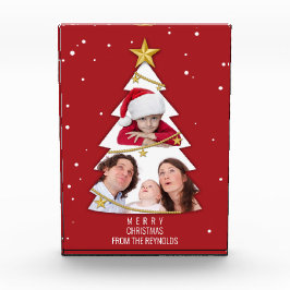 Moderne frohe Weihnachtsbaume Foto Collage Rot