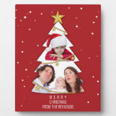 Moderne frohe Weihnachtsbaume Foto Collage Rot Fotoplatte (Vorderseite)