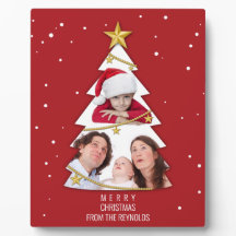 Moderne frohe Weihnachtsbaume Foto Collage Rot