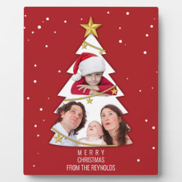 Moderne frohe Weihnachtsbaume Foto Collage Rot Fotoplatte