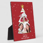 Moderne frohe Weihnachtsbaume Foto Collage Rot Fotoplatte (Seite)