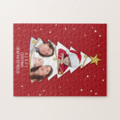 Moderne frohe Weihnachtsbaume Foto Collage Rot Puzzle (Horizontal)