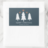 Moderne frohe Weihnachtsbäume und Sterne Rechteckiger Aufkleber (Tasche)