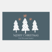 Moderne frohe Weihnachtsbäume und Sterne Rechteckiger Aufkleber (Vorderseite)