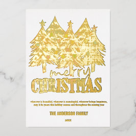 Moderne frohe Weihnachtsbaumen Gold Foil Card Folien Feiertagskarte