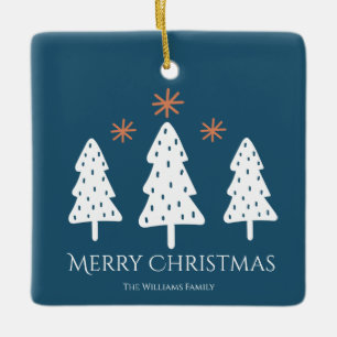 Moderne frohe Weihnachtsbaumen Sterne Foto Blau Keramikornament