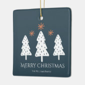 Moderne frohe Weihnachtsbaumen Sterne Foto Keramikornament (Links)