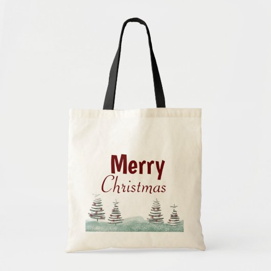 Moderne frohe Weihnachtsbaumkulisse Tragetasche (Vorne)