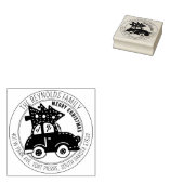 Moderne frohe Weihnachtsbaumwagen Rücksendeadresse Gummistempel (Stempel)