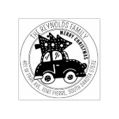Moderne frohe Weihnachtsbaumwagen Rücksendeadresse Gummistempel (Prägung)