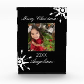 Moderne frohe Weihnachtsblase Snowflake Fotoblock (Vorderseite)