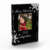 Moderne frohe Weihnachtsblase Snowflake Fotoblock (Links)