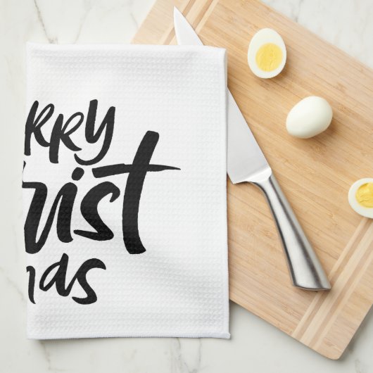 Moderne frohe Weihnachtsbriefe Christlich Geschirrtuch (Viertel Falte)